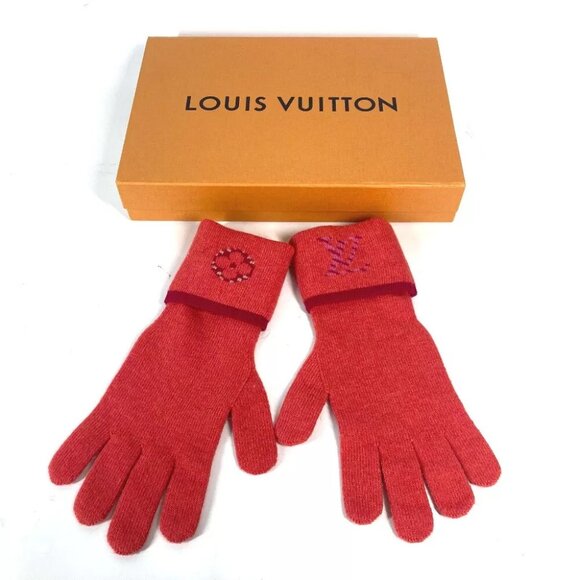 LOUIS VUITTON M70838 Gon Pop Monogram Gloves Wool / Cashmere pink/Red - Picture 1 of 10